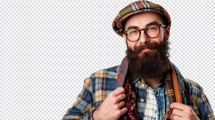 PSD hombre hipster barbudo con ropa casual aislado en un fondo blanco para el uso de imágenes de stock