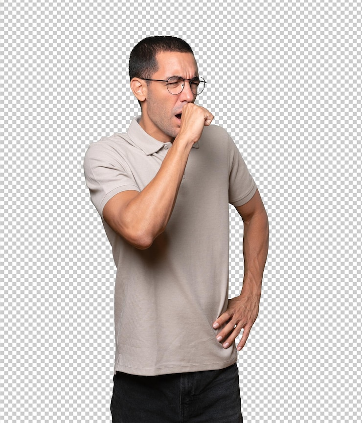 PSD hombre joven enfermo tosiendo