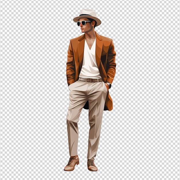 PSD hombre joven con estilo posando aislado sobre fondo blanco png