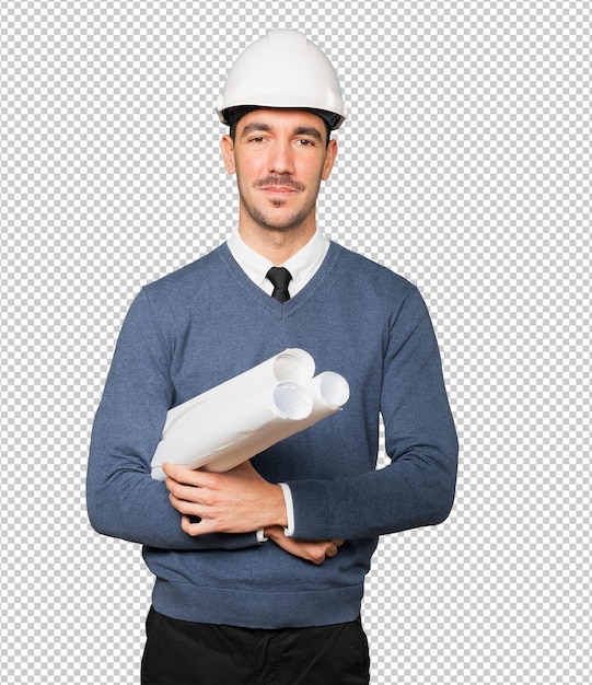Hombre joven feliz con un gesto de satisfacción