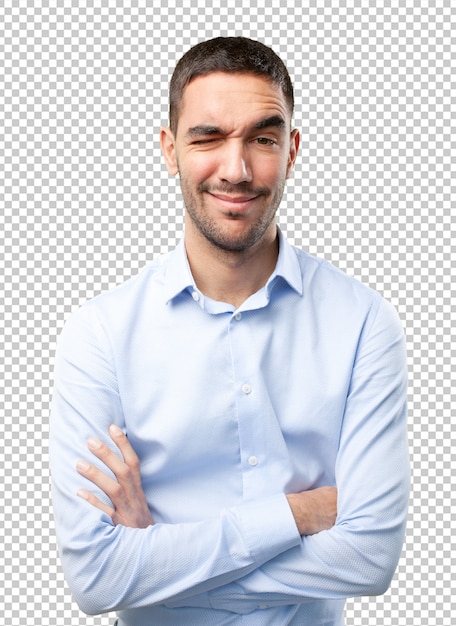 Hombre joven pensativo