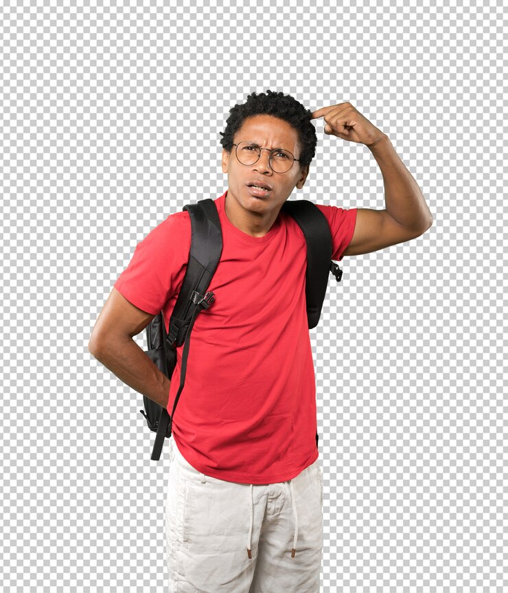 PSD hombre joven preocupado haciendo un gesto de confusión