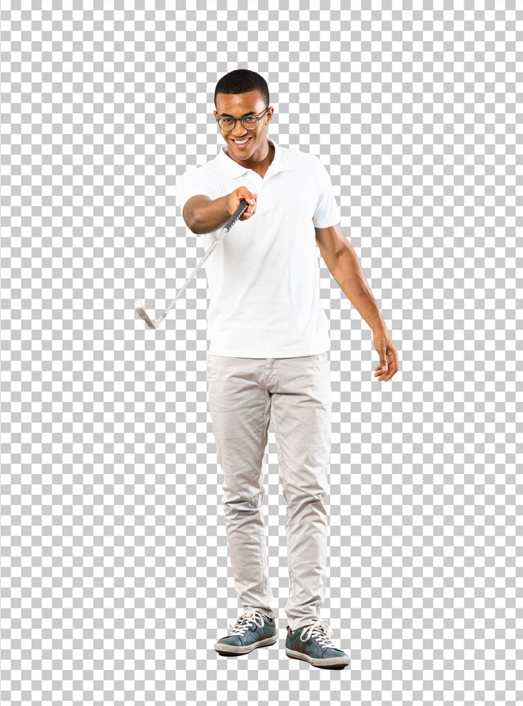 PSD hombre de jugador de golf afroamericano