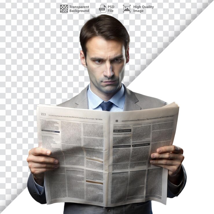 Hombre leyendo un periódico posiblemente informándose de los acontecimientos actuales
