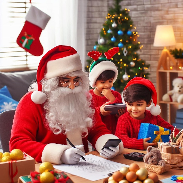 PSD un hombre lleva un sombrero de papá noel y un sombreiro de papá noel con un sombrero de papá santa