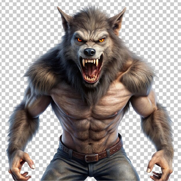 PSD hombre lobo en bg transparente