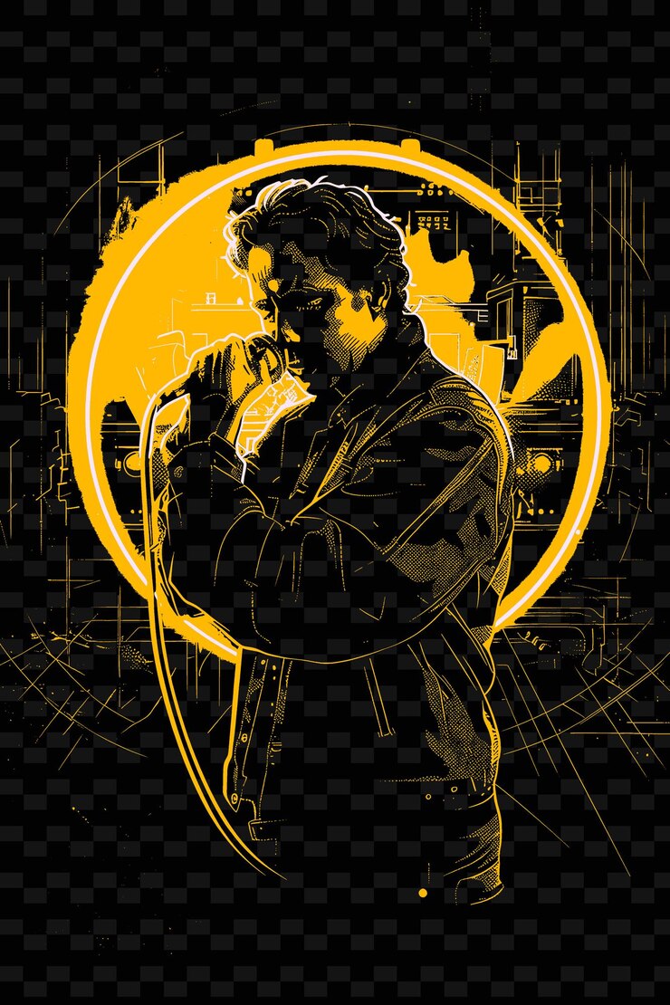 PSD hombre con un micrófono con un escenario de concierto detrás de él pos png poster background designs psd