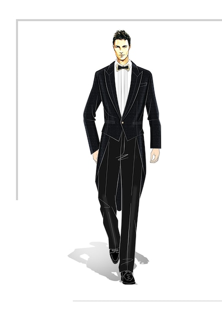 PSD hombre de moda traje tela uniforme estilo diseño de carácter