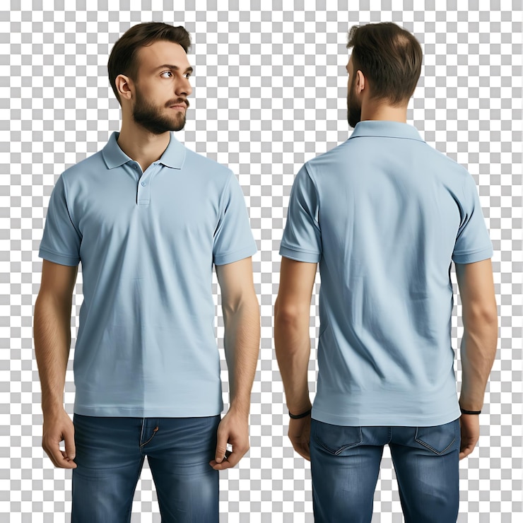 PSD hombre modelando una camisa desde las perspectivas delantera y trasera maqueta gratuita