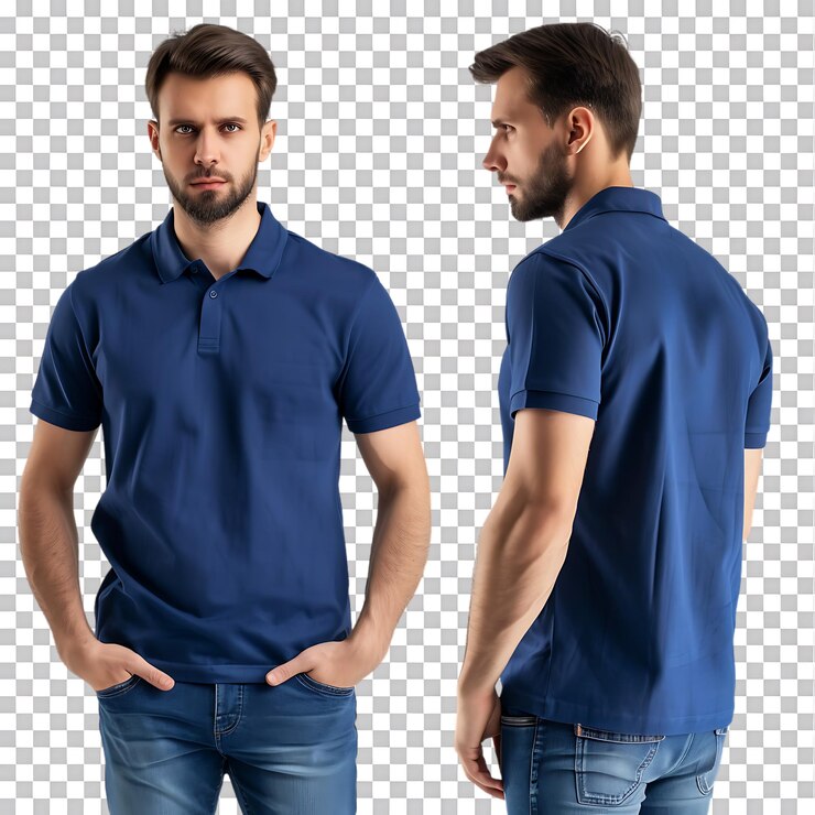 PSD hombre modelando una camisa desde las perspectivas delantera y trasera maqueta gratuita