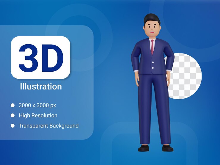 hombre de negocios 3d de pie