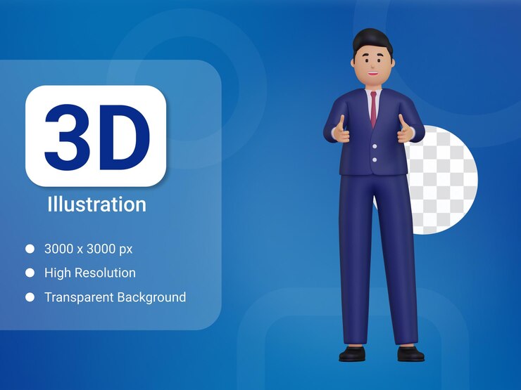 hombre de negocios 3d que señala hacia el frente