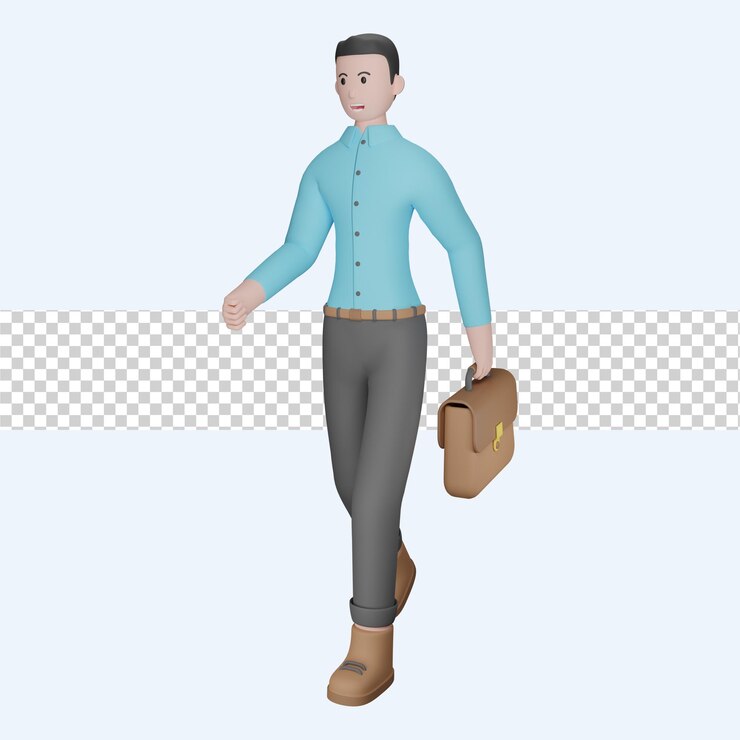 PSD hombre de negocios, ambulante, 3d, ilustración