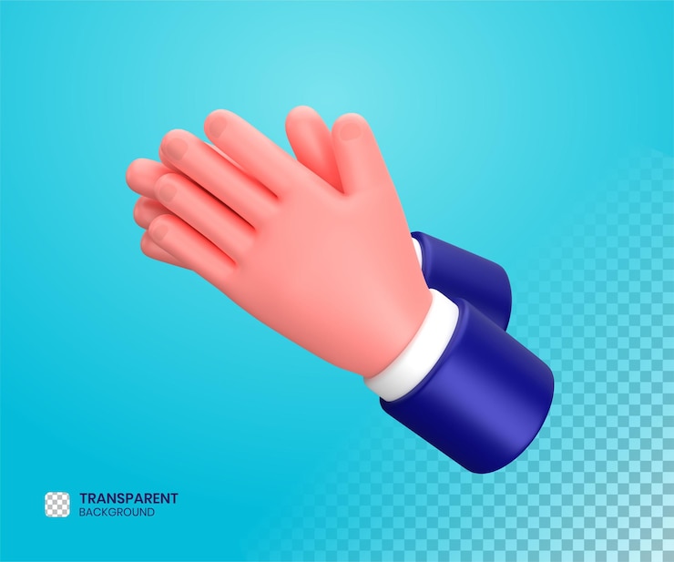 PSD hombre de negocios, aplaudir, manos, gesto, señal, 3d, ilustración