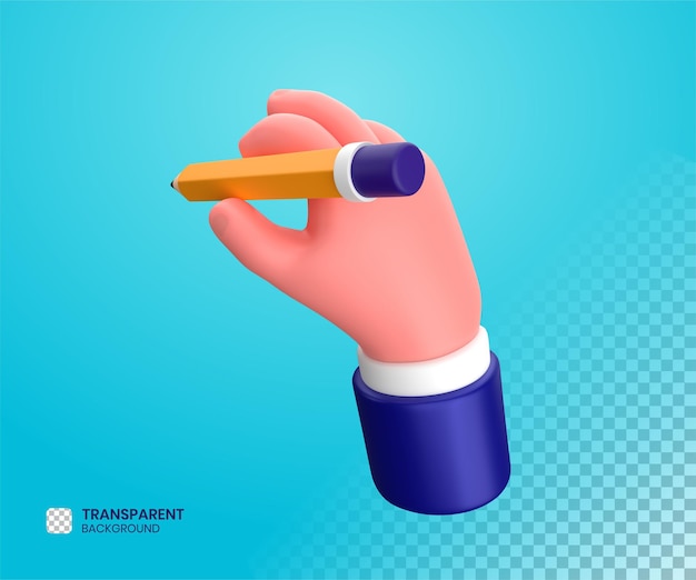 hombre de negocios, escritura, mano, gesto, 3d, ilustración