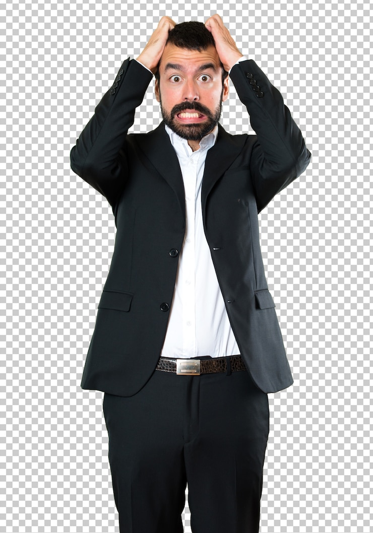 PSD hombre de negocios guapo frustrado