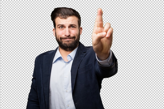 Hombre de negocios joven con auriculares