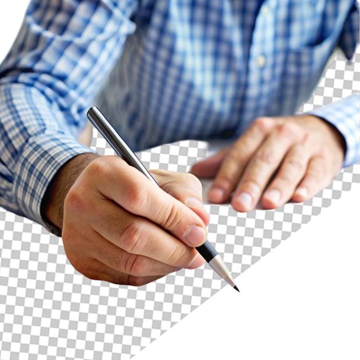 PSD hombre de negocios sosteniendo un bolígrafo