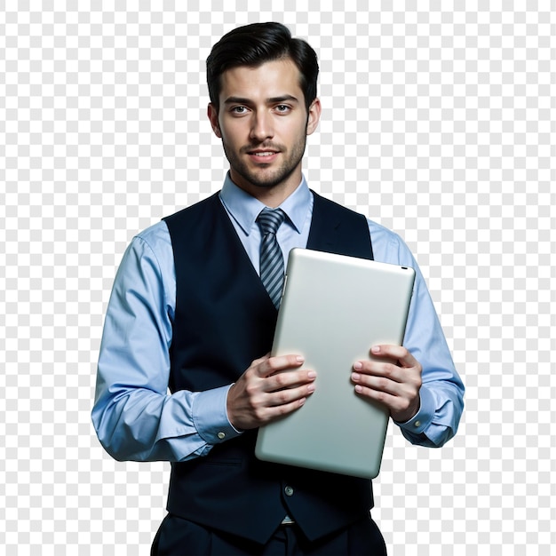 El hombre de negocios con la tableta