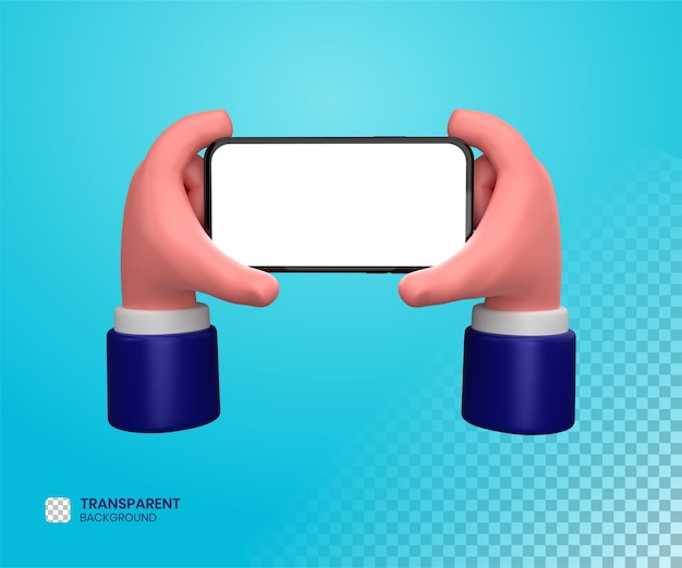 hombre de negocios, tenencia, mano, un, teléfono inteligente, mano, gesto, 3d, ilustración