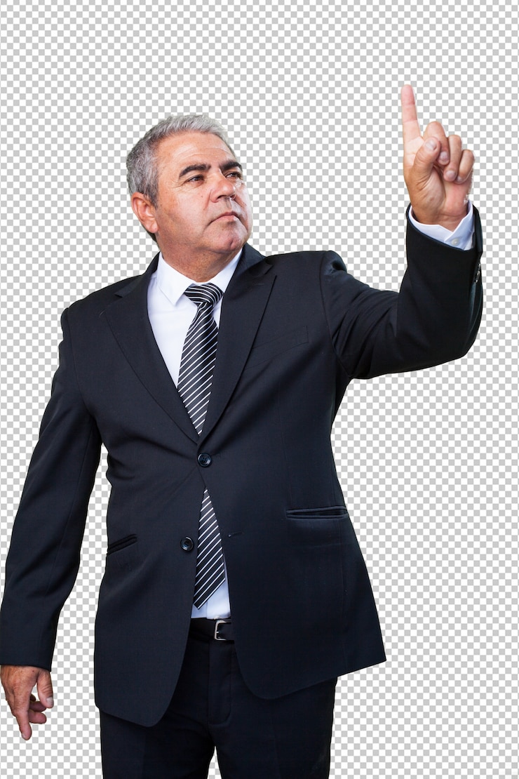 PSD hombre de negocios tocando una pantalla