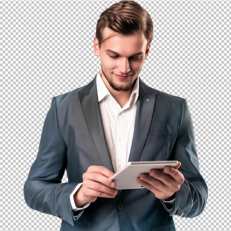 PSD hombre de negocios trabajando con teléfono inteligente