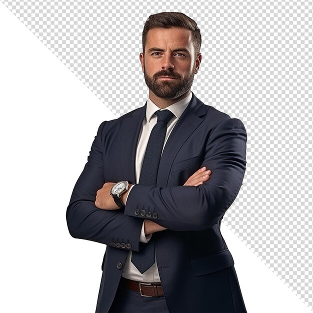 PSD un hombre de negocios con traje aislado en un fondo transparente png