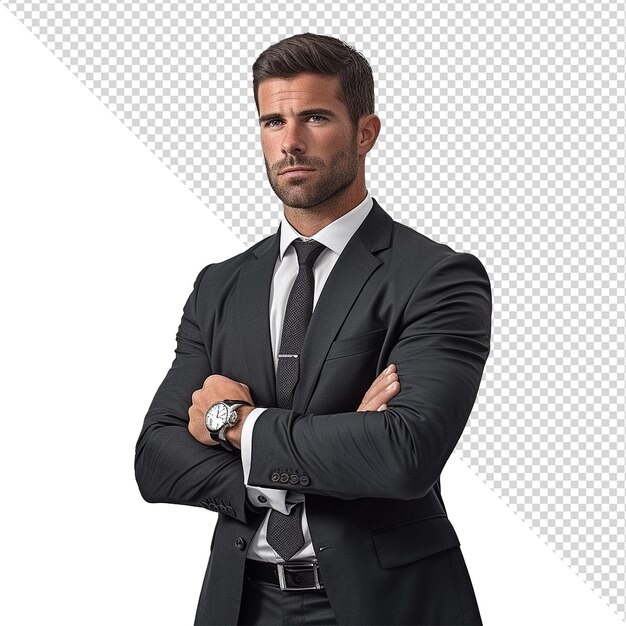 PSD un hombre de negocios con traje aislado en un fondo transparente png