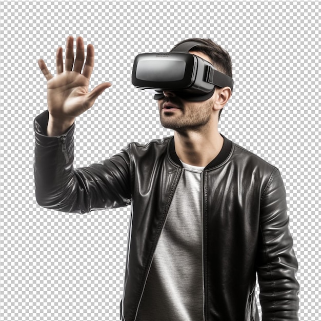 Hombre de negocios con vidrio vr