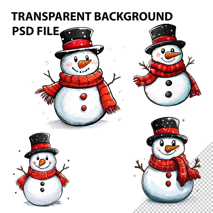 PSD hombre de nieve aislado sobre un fondo transparente