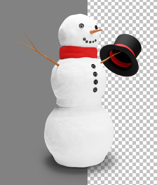 PSD hombre de nieve de navidad 3d con sombrero colgante