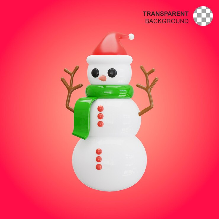 PSD hombre de nieve de navidad de ilustración de personaje 3d