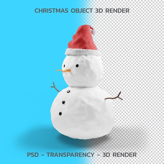 Hombre de nieve, objeto de navidad 3d render