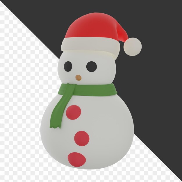 Hombre de nieve con un sombrero rojo y una bufanda verde