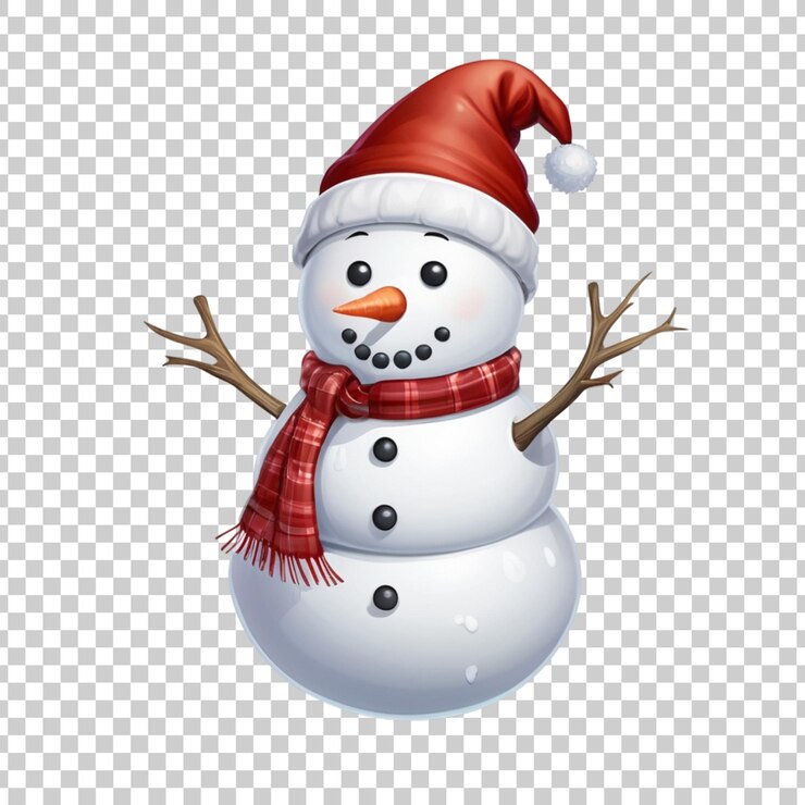 PSD un hombre de nieve con un sombrero de santa en él y un sombrerito de santa