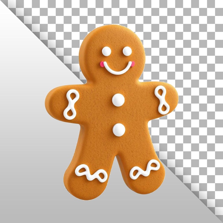 PSD hombre de pan de jengibre comida de galletas sobre fondo blanco