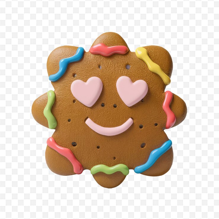 PSD un hombre de pan de jengibre hecho por una cara feliz