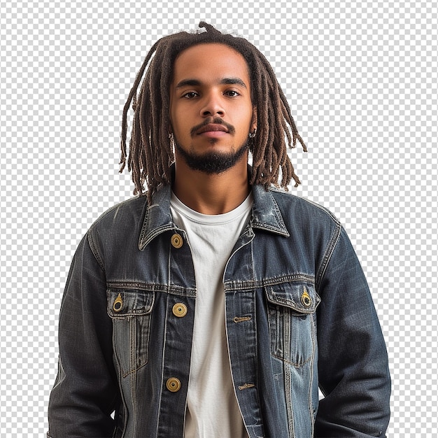 PSD un hombre con el peinado de dreadlocks aislado en un fondo transparente png