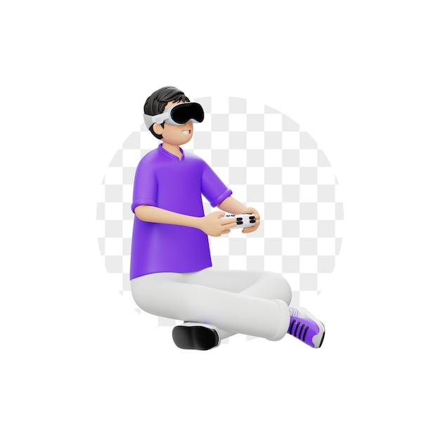 Hombre de personaje 3D juega juegos virtuales