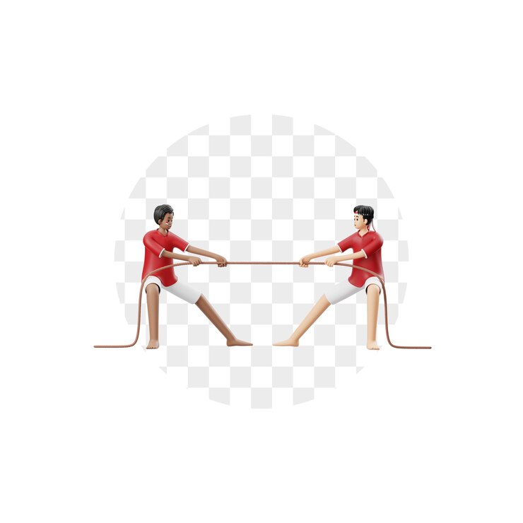 PSD hombre de personaje en 3d jugando al juego de la independencia de indonesia tug of war