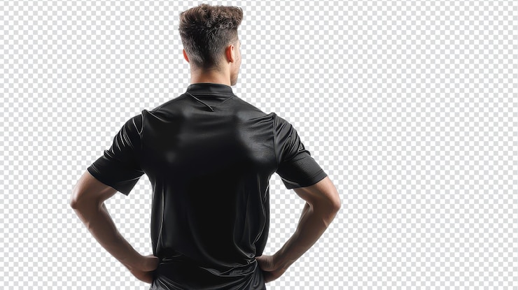 PSD un hombre de pie con una camisa deportiva de la espalda perfecto para temas relacionados con el fitness y el deporte
