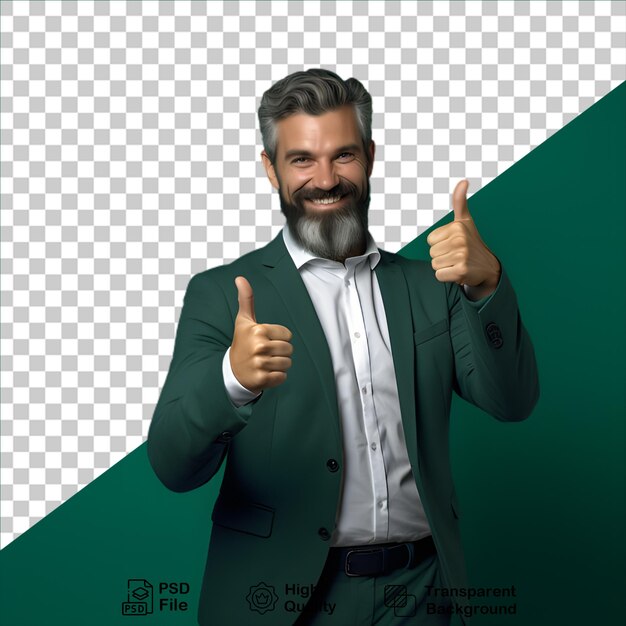 PSD hombre con pulgares hacia arriba signo aislado en fondo transparente incluir archivo png