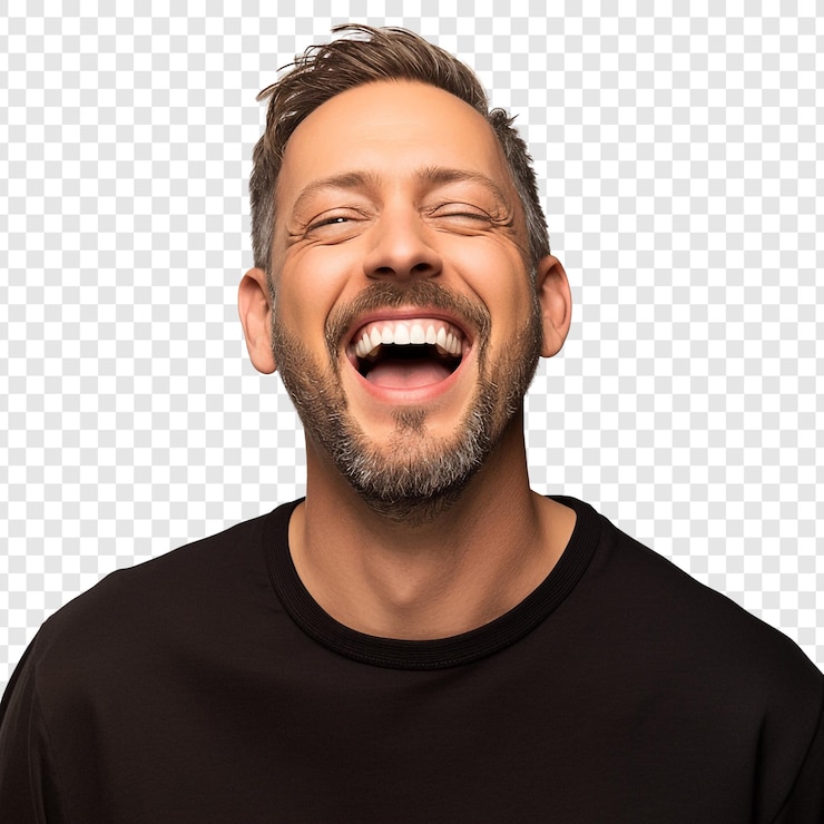 PSD el hombre riendo de alegría y felicidad