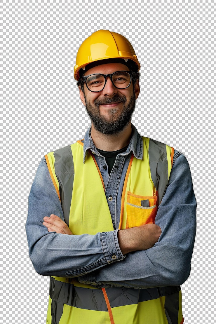 PSD un hombre con un sombrero amarillo y gafas