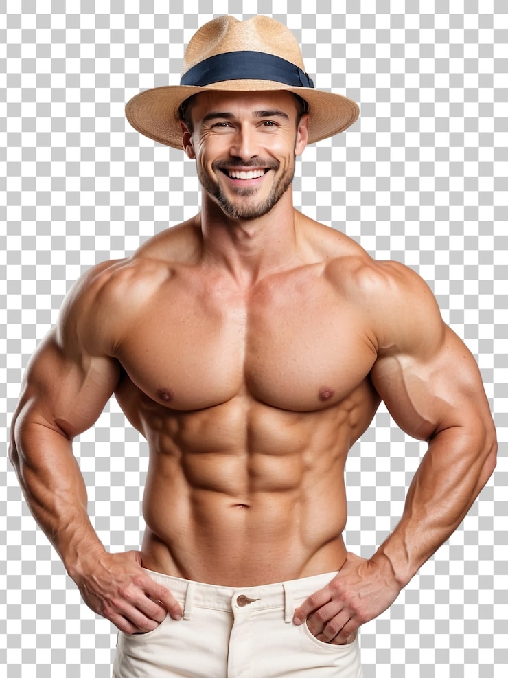 PSD un hombre con un sombrero en la cabeza posa para una foto