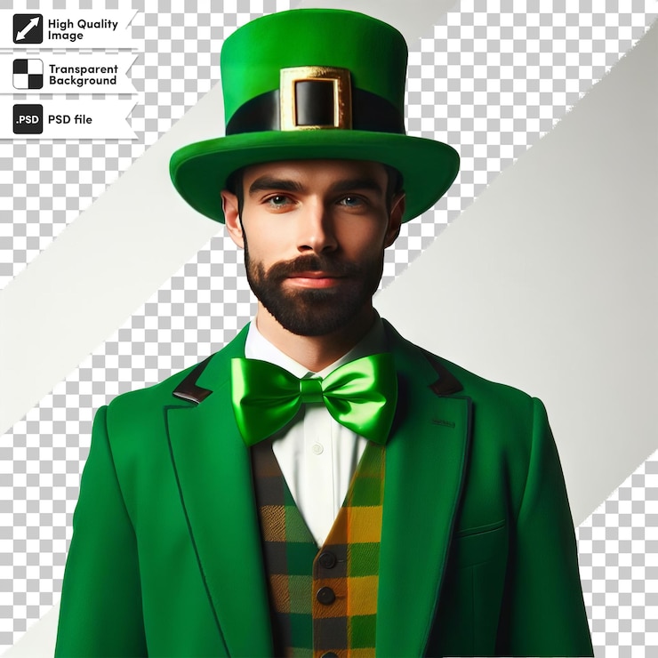 PSD un hombre con un sombrero verde y una corbata verde