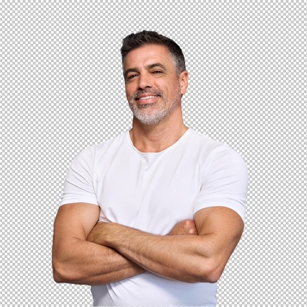 Hombre sonriente con los brazos cruzados