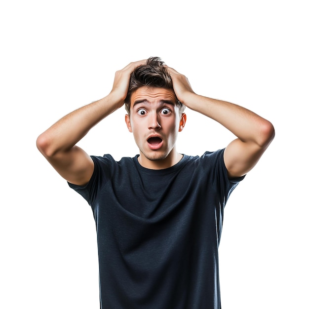 Hombre sorprendido y conmocionado PNG fondo transparente clipart estado de ánimo