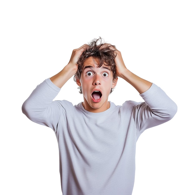Hombre sorprendido y conmocionado PNG fondo transparente clipart estado de ánimo