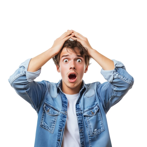 Hombre sorprendido y conmocionado PNG fondo transparente clipart estado de ánimo